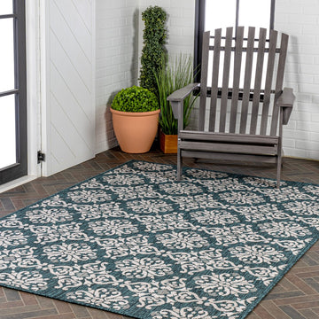 Amora Traditional Mediterranean Tile Design Indoor/Outdoor Area Rug